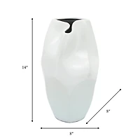 White Ceramic Abstract Vase, 14 in.