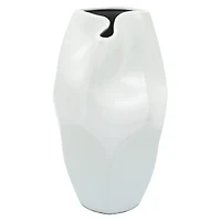 White Ceramic Abstract Vase, 14 in.