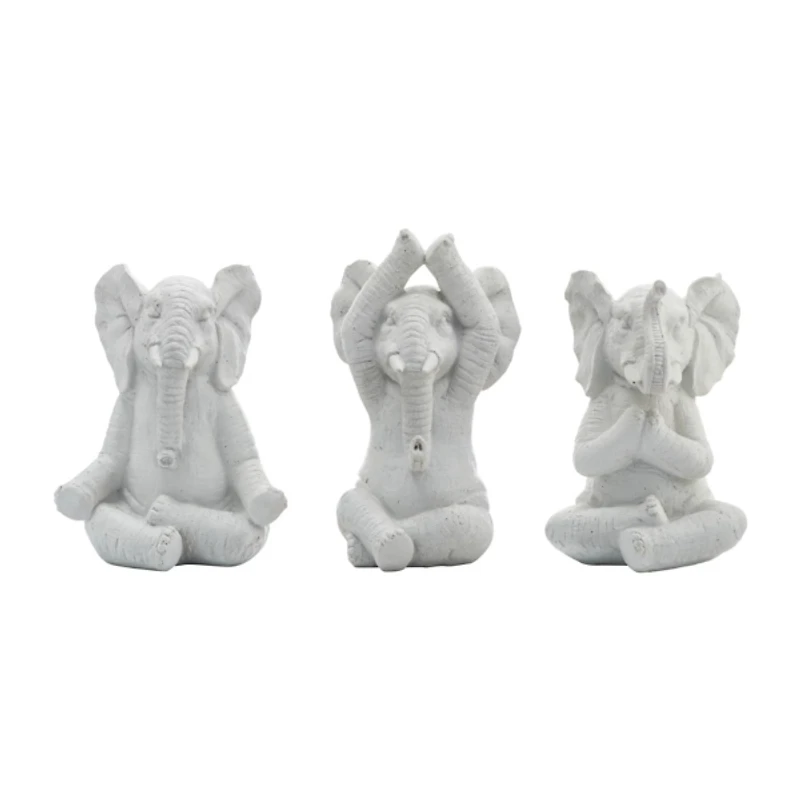 Yoga Elephant Statues, Set of 3