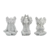 Yoga Elephant Statues, Set of 3