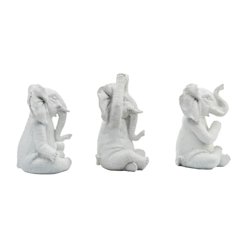 Yoga Elephant Statues, Set of 3