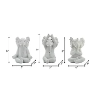 Yoga Elephant Statues, Set of 3