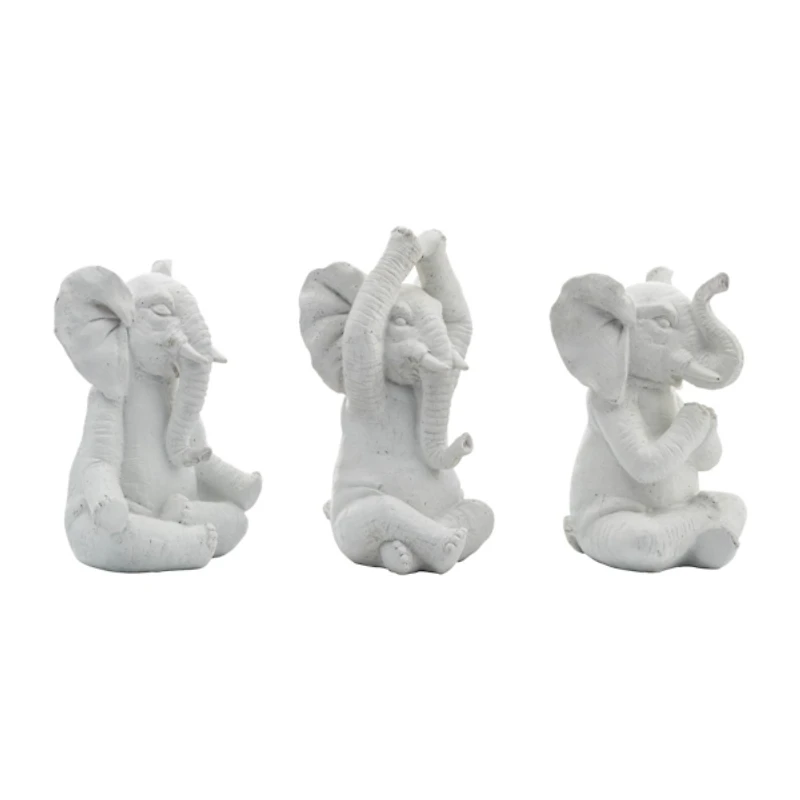 Yoga Elephant Statues, Set of 3
