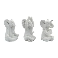 Yoga Elephant Statues, Set of 3