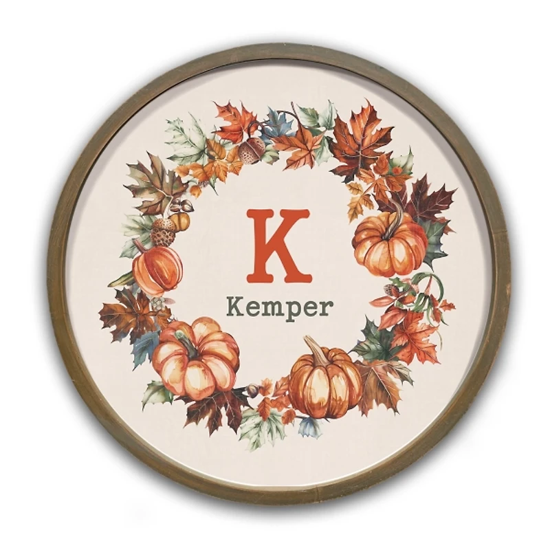 Personalized Monogram Fall Wreath Wall Plaque