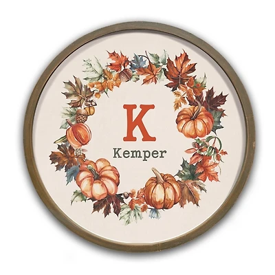 Personalized Monogram Fall Wreath Wall Plaque