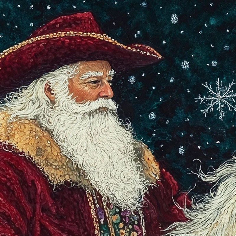 Saddle Up St. Nick Christmas Canvas Art Print