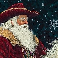 Saddle Up St. Nick Christmas Canvas Art Print