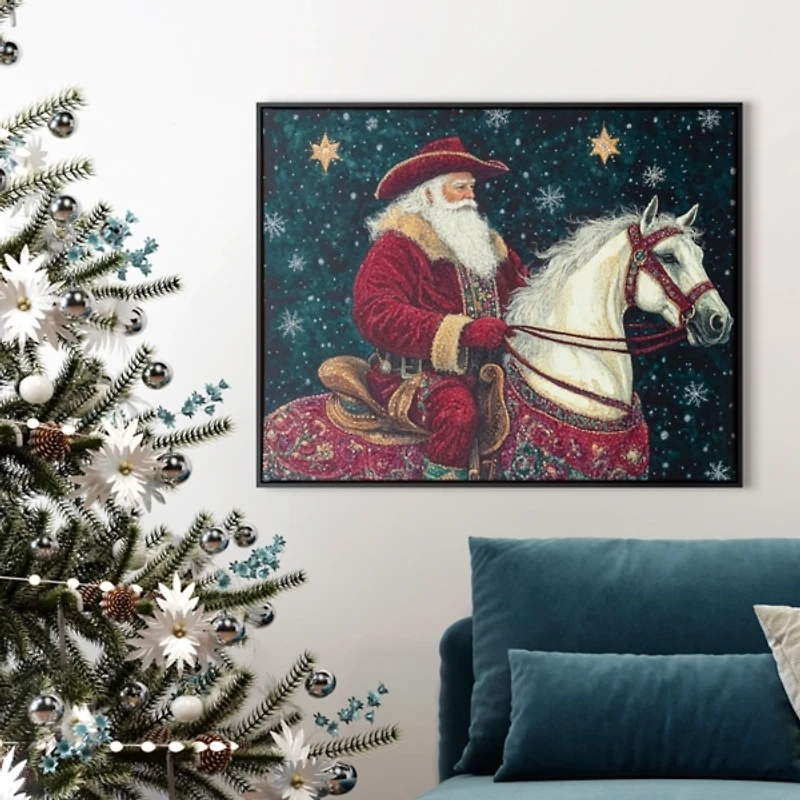 Saddle Up St. Nick Christmas Canvas Art Print
