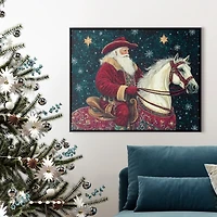 Saddle Up St. Nick Christmas Canvas Art Print