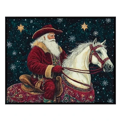 Saddle Up St. Nick Christmas Canvas Art Print