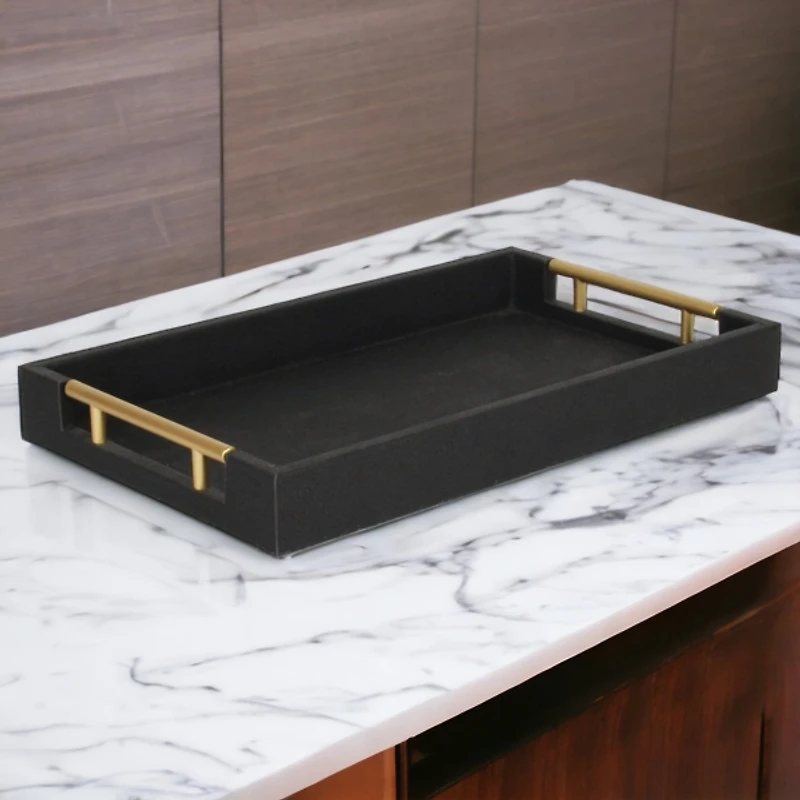 Faux Leather Black Tray
