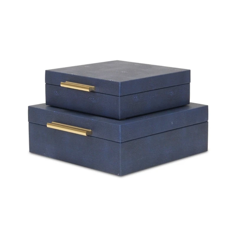 Blue Faux Shagreen 2-pc. Square Decorative Boxes