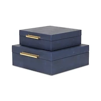 Blue Faux Shagreen 2-pc. Square Decorative Boxes