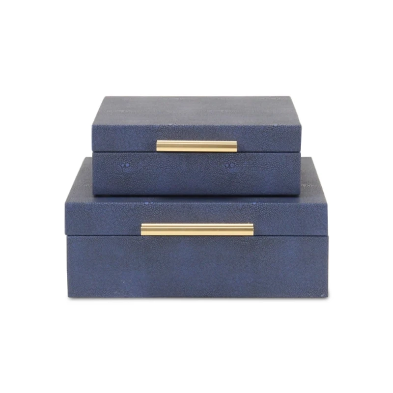 Blue Faux Shagreen 2-pc. Square Decorative Boxes