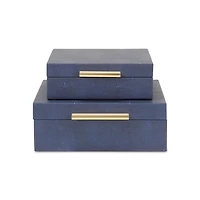 Blue Faux Shagreen 2-pc. Square Decorative Boxes