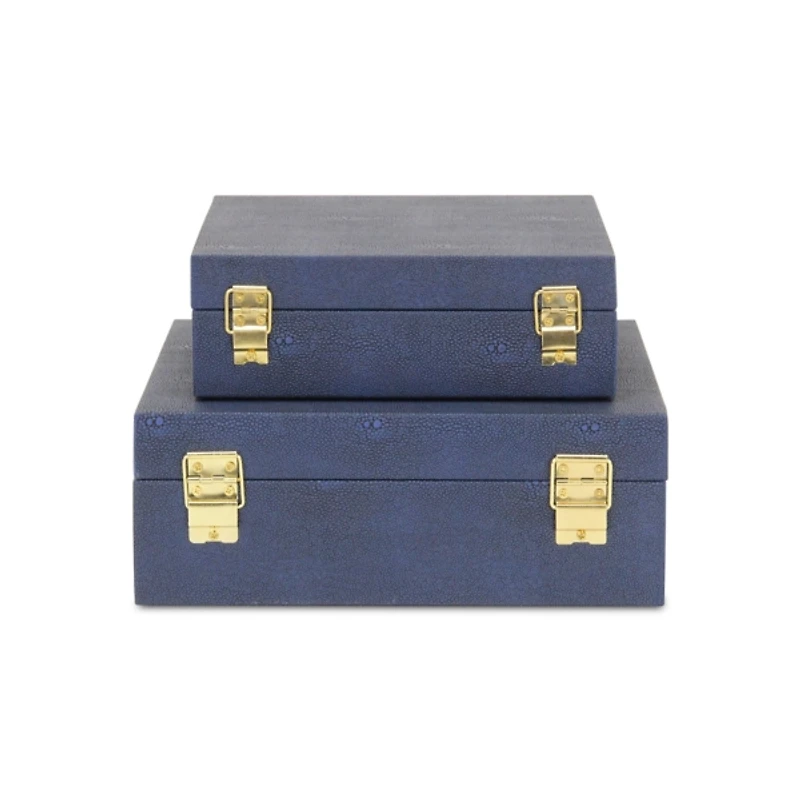 Blue Faux Shagreen 2-pc. Square Decorative Boxes