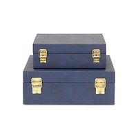 Blue Faux Shagreen 2-pc. Square Decorative Boxes