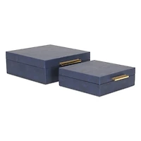 Blue Faux Shagreen 2-pc. Square Decorative Boxes