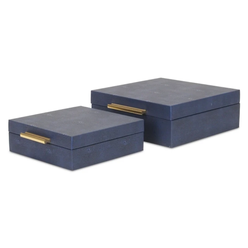 Blue Faux Shagreen 2-pc. Square Decorative Boxes