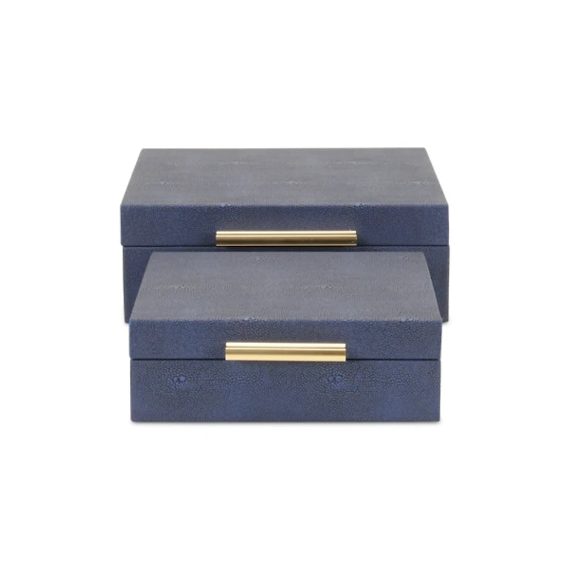 Blue Faux Shagreen 2-pc. Square Decorative Boxes
