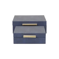 Blue Faux Shagreen 2-pc. Square Decorative Boxes