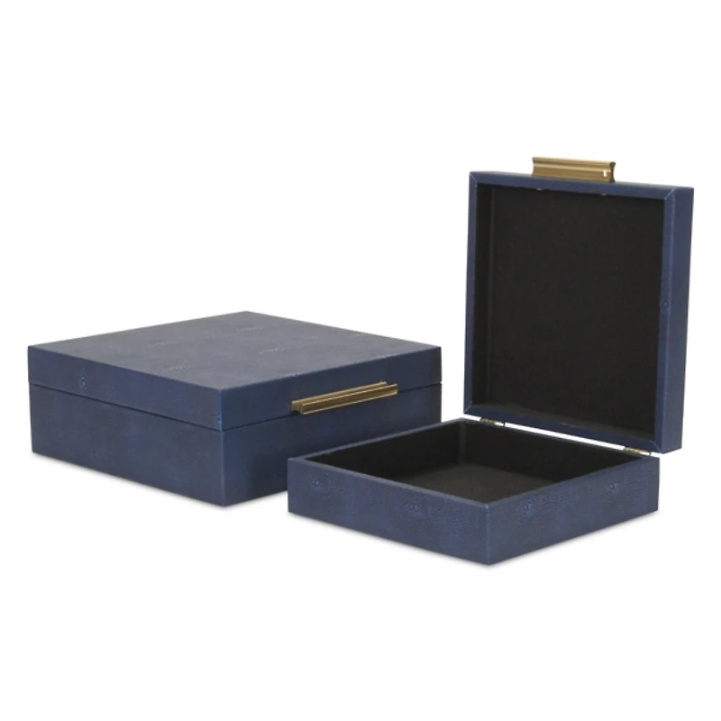 Blue Faux Shagreen 2-pc. Square Decorative Boxes