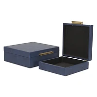 Blue Faux Shagreen 2-pc. Square Decorative Boxes