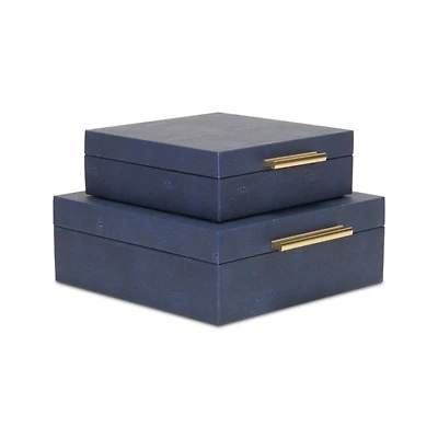 Blue Faux Shagreen 2-pc. Square Decorative Boxes
