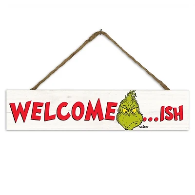 Welcome-ish Grinch Hanging Wall Plaque