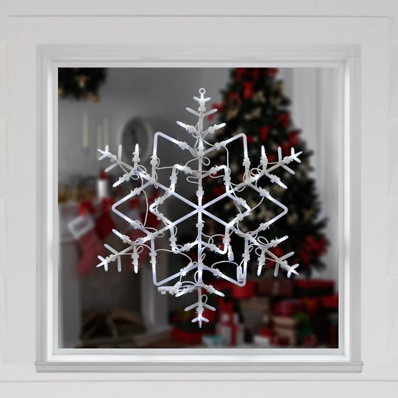 White LED Snowflake Window Silhouette