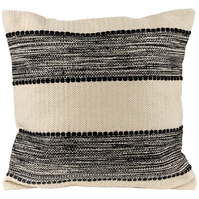 Black and Cream Textured Indoor/Outdoor Pillow