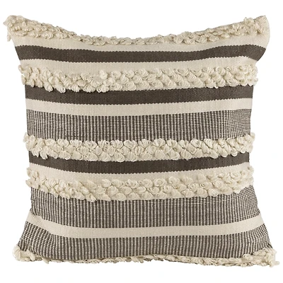 Gray and Cream Striped Indoor/Outdoor Pillow