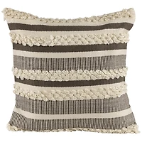 Gray and Cream Striped Indoor/Outdoor Pillow