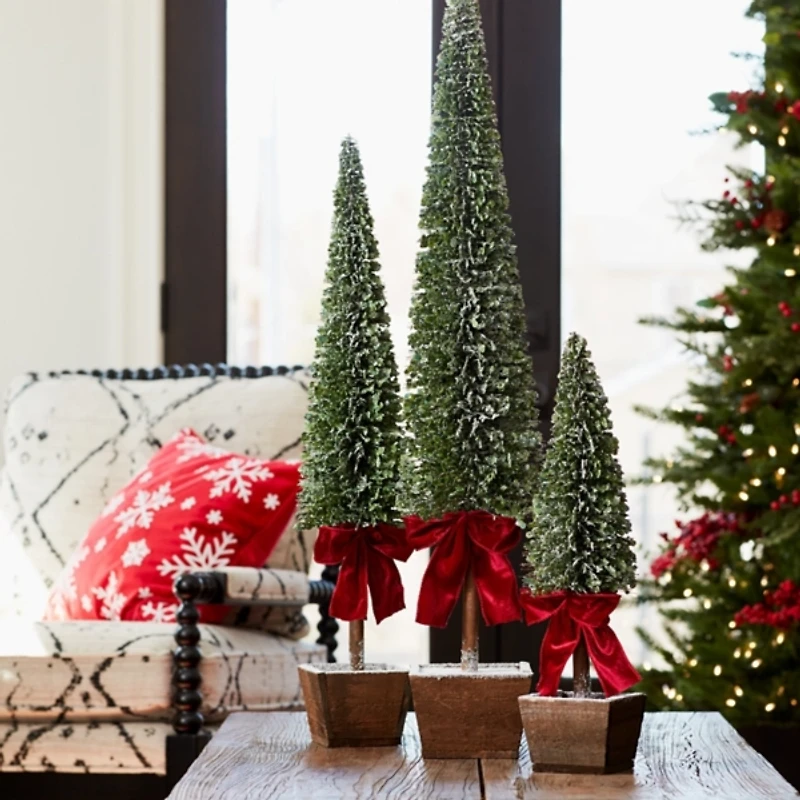 Bottle Brush Pine Christmas Trees, Set of 3