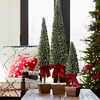 Bottle Brush Pine Christmas Trees, Set of 3