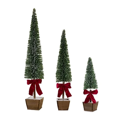 Bottle Brush Pine Christmas Trees, Set of 3