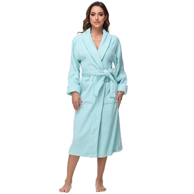 Women's Aqua Cotton Terry Robe, L/XL