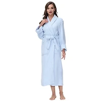 Women's Blue Waffle Knit Robe, S/M