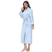 Women's Blue Waffle Knit Robe, S/M