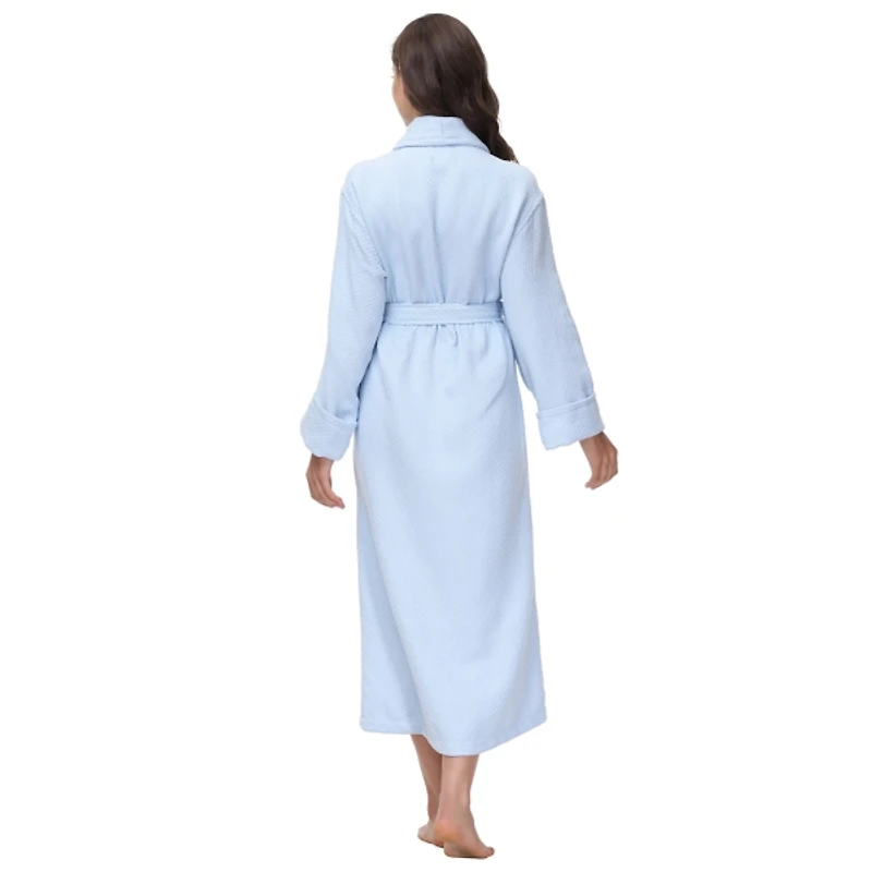 Women's Blue Waffle Knit Robe, S/M