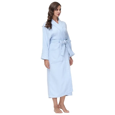 Women's Blue Waffle Knit Robe, S/M