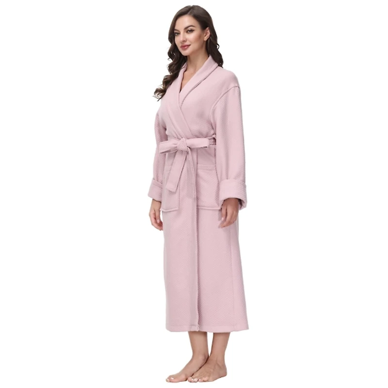 Women's Pink Waffle Knit Robe, S/M