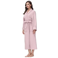 Women's Pink Waffle Knit Robe, S/M