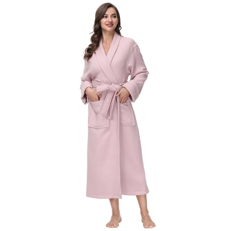 Women's Pink Waffle Knit Robe, S/M