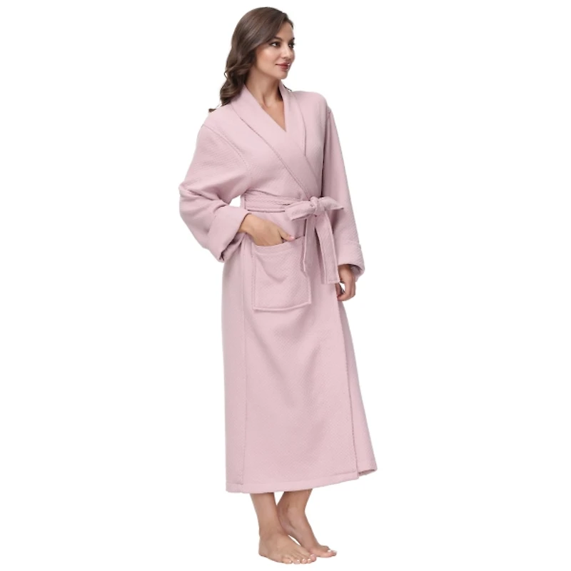 Women's Pink Waffle Knit Robe, S/M