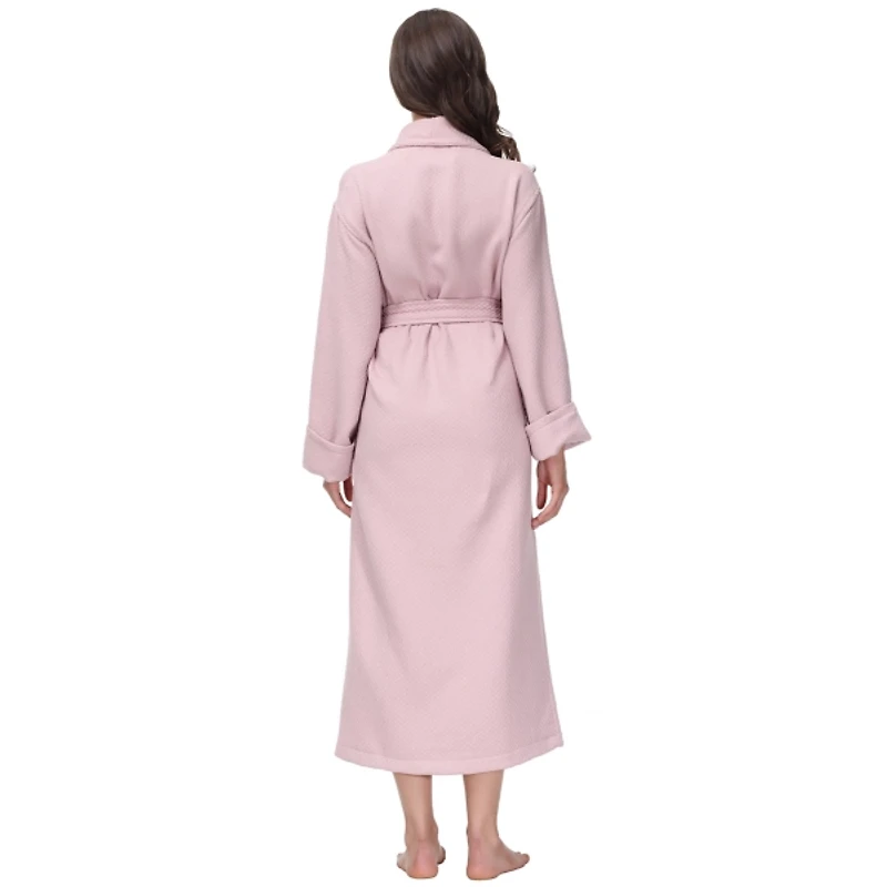 Women's Pink Waffle Knit Robe, S/M