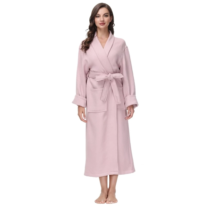 Women's Pink Waffle Knit Robe, S/M
