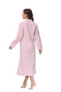 Plush Pink Front Zipper Bathrobe