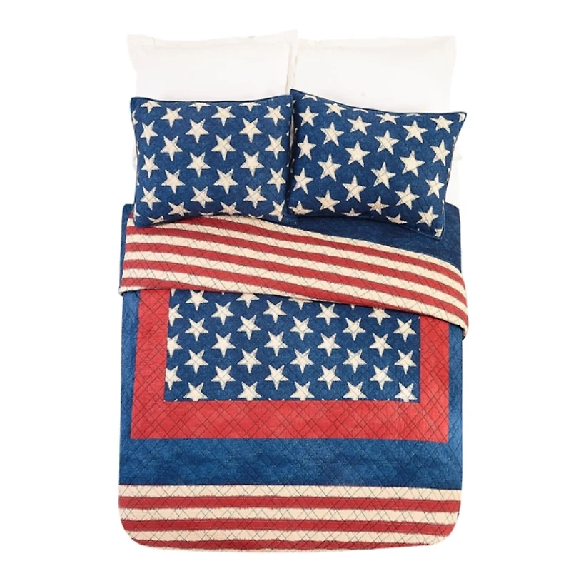 Americana Patch 3-pc. Full/Queen Quilt Set